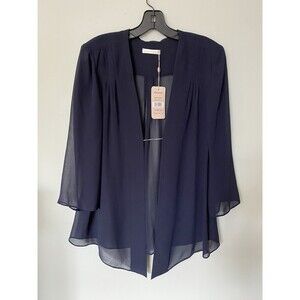Jacques Vert Women's Chiffon Bolero Jacket Navy Size M NWT $159